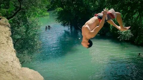 Texas Green Belt Cliff Jumping - Austin - YouTube