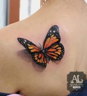 3d Monarch Butterfly Tattoo On Back Shoulder 3d butterfly ta
