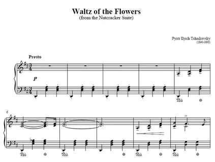 Waltz of The Flowers Piano Sheet Music, Piano Score Waltz of