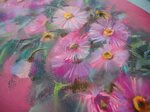 Картина пастелью Хризантемы (фуксия, розовый, зеленый) - куп