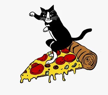 Cat Eating Pizza Cartoon , Transparent Cartoon, Free Clipart