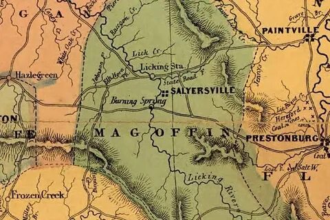 Magoffin County, 1862 Lloyd Map of Kentucky Magoffin County 