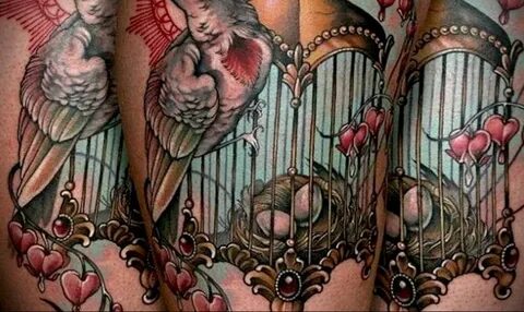 фото тату птица в клетке 02.01.2019 № 065 -bird cage tattoo-