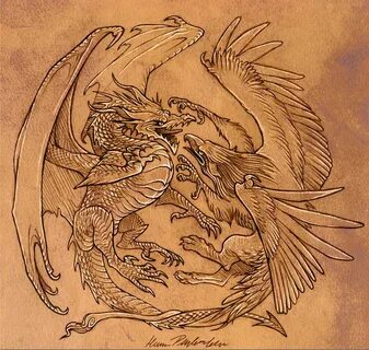 Dragon and Gryphon by KatePfeilschiefter on deviantART Drago