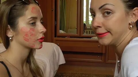 Two lesbians lipstick kissing cheeks - YouTube