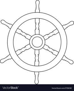 Ship wheel outline drawings Royalty Free Vector Image