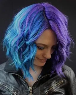 コ ン プ リ-ト. bottom half half blue half purple hair 558899 - S