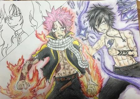 Natsu and Gray vs Mard Geer Drawing Anime Amino