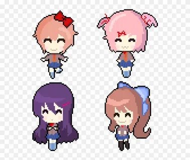 Doki Doki Literature Club - Ddlc Yuri Pixel Art - Free Trans