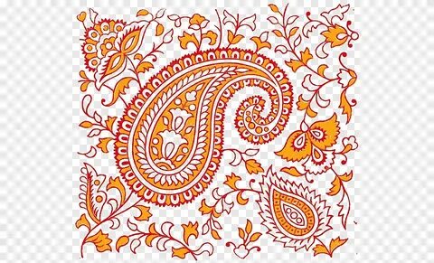 Ilustrasi cetak paisley merah dan kuning, Pola desain Teksti