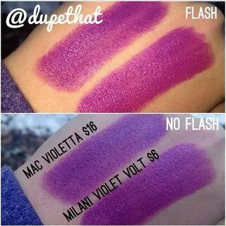 Purple lipstick dupes- mac violetta vs milani violet volt Ma
