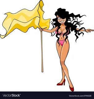 Cartoon girl in a bathing suit with flying hair Vector Image