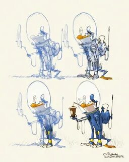 Drawing process bits: Donald Duck of Mars Character illustra