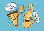 Funny Pizza And Beer Friends Character High Five Hand 146401