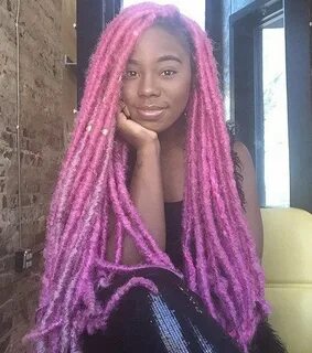 40 Fabulous Funky Ways to Pull Off Faux Locs Girl with pink 