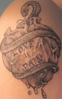 A contemporary variant of love-betrayal-pain tattoo symbolis