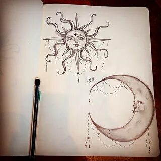 Moon & Sun pencil drawing Sun and moon drawings, Moon dr