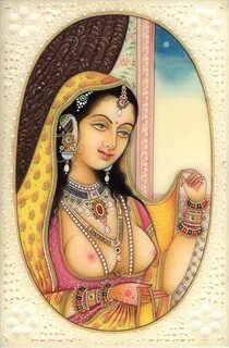 Indian Miniature Ethnic Art Handmade Princess Portrait Water
