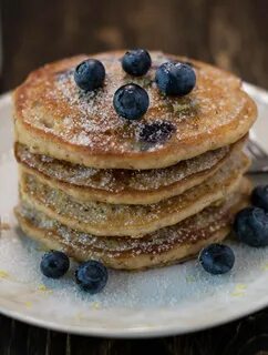 Gluten Free Lemon Blueberry Pancakes with Lavender Sugar