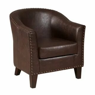 Set of 2) Faux Leather Accent Chair in Brown Cymax Business