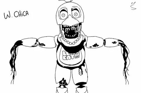 Withered Chica Lineart Sketch Coloring Page