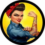 Rosie the Riveter w/ tattoos color Spare Tire Cover Jeep Tir