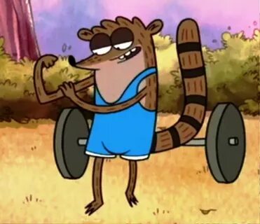 Rigby Checking His Muscules