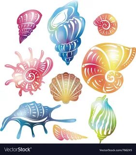 Colored seashell Royalty Free Vector Image - VectorStock