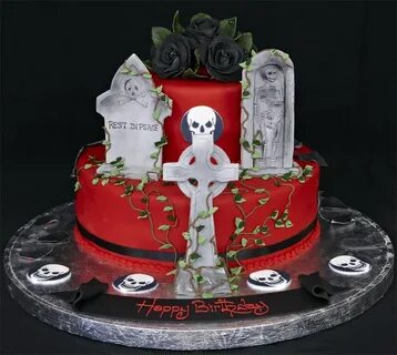 Grave Themed Birthday Cake Skull wedding cakes, Halloween we