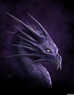 Фиолетовый дракон с длинными рогами - Картинки на аву