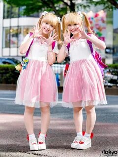 Japanese Twin Idols in Matching Kawaii Harajuku Street Style