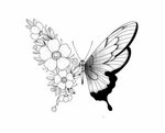 Butterfly With Flowers Tattoo - SkillOfKing.Com