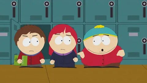 Stan, Wendy, Butters, Red, White and Brown, Cartman, Bebe, J