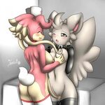Xbooru - 2girls anthro ass audino belly breasts collar cute 