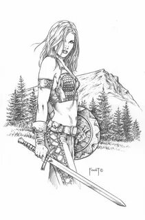 Athala, Barbarian Warrior Warrior drawing, Fantasy art women