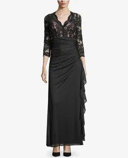 Betsy & Adam Ruffled Lace Gown in 2019 Dresses, Dresses with