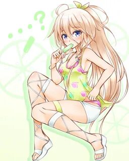 Safebooru - ...? 1girl ahoge ankle lace-up bangle bikini bik