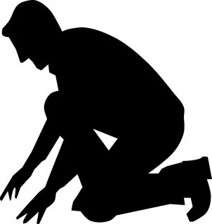 Silhouette Kneeling Drawing Clip Art - Man Kneeling Down Sil