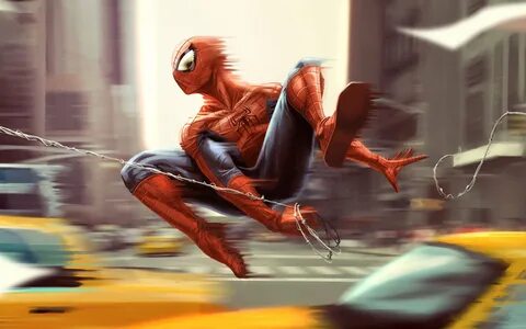 Обои Человек-паук, скорость, аниме 2880x1800 HD Изображение