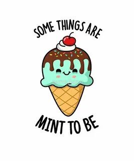 Mint To Be Ice Cream Food Pun Sticker by punnybone Funny foo