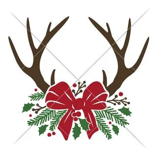 Antlers with Christmas Bow SVG eps dxf png Files for Cutting