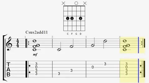How to play the Csus2add11 chord on Guitar - YouTube