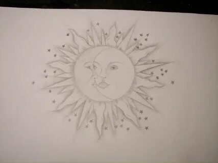 S - SUN & MOON DRAWING (pencil) Sun and moon drawings, Drawi