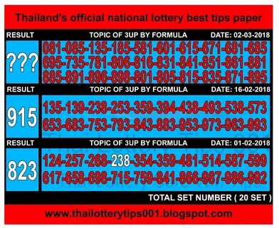 Thai Lottery 3up Sure Digit Number Final Formula Set For Coming Draw 01/04/2018 