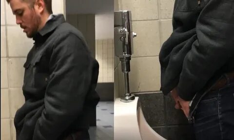 handosme guy caught peeing at urinal - Spycamfromguys, hidde