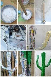 Easy DIY Giant Paper Mache Cactus Paper cactus, Paper mache 