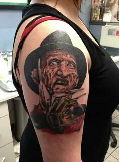 Awesome Freddy Krueger Color Ink Tattoo On Right Shoulder Fo