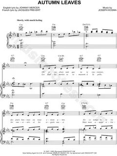 Joseph Kosma "Autumn Leaves" Sheet Music in C Minor (transpo