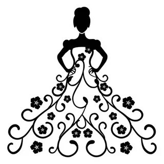 Quinceanera Flowers Dress Stroke Transparent PNG & SVG Vecto