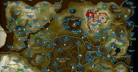 Map Of The Shrines In Breath Of The Wild - Map Poin